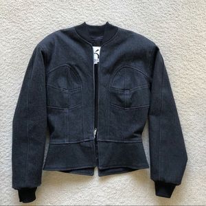 Fitted dark gray denim jacket